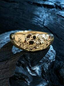 1pc Retro Fashion Minimalist Ring, Asymmetrical Bohemian Style Versatile Simple Ring - Yellow - View 6