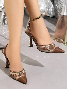 Giày sandal nữ thanh lịch, gót thấp, sandal nữ phối đồ mùa hè, sandal cao gót nhọn mũi ren thêu ren mới mùa hè, gót cao trong suốt, quai hậu điều chỉnh được, giày bít mũi lưới thêu hoa, gót thấp nhọn, phong cách sang trọng, gót cao màu nâu thoáng khí, sandal hở gót, thích hợp cho đi làm, tụ họp, hẹn hò, dự tiệc, kỳ nghỉ, phối cùng váy. - màu nâu - Xem 14