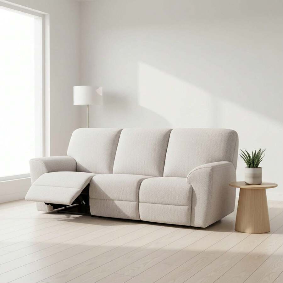Kiva Funda Sofá Relax Pies Juntos 3x3 Super Elástica Bielástica, Varios Colores Disponibles - Funda Sofá Transpirable, Fácil de Colocar y Quitar, con Espumas de Sujeción y Gomas para Reposapiés - Envío GRATIS ✅ Entrega 24/48h a España (península) - Crudo Me - Ver 1