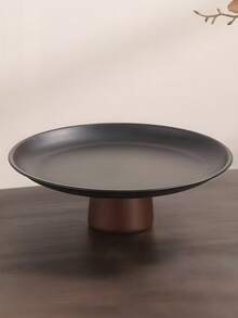 1 pièce Présentoir à gâteau en acier inoxydable avec base en bois, assiette de présentation de desserts, plateau multifonctionnel pour fruits, convient pour la décoration de table à manger, service à la maison et en cuisine, utilisation pendant le Ramadan - Noir - Voir 13