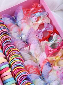 115pcs Random Color Girls Colorful Hair Ties, Bow Hair Clips, Scrunchies, Minimalist Hair Accessories, Suitable For Daily Use - Multicolor - View 2