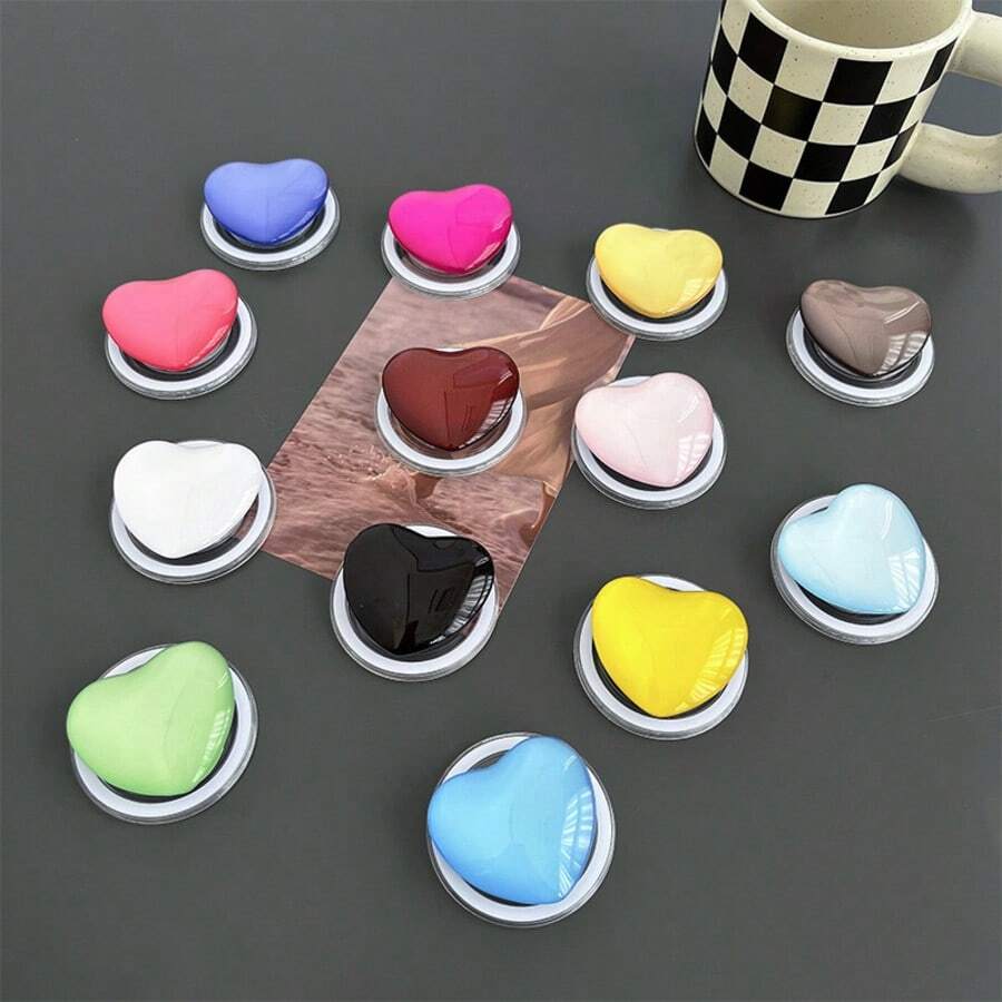 Adjustable Irregular Shaped Push-Pull Solid Color Heart-Shaped Magnetic Detachable Phone Stand, Portable Desk Mount, Foldable Live-Streaming Accessory, Design Mother's Day Gift - Multicolor - View 1