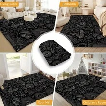 Gothic-Style Floor Mat - Suitable For Use On Floors, Featuring Crow, Eye, And Floral Patterns - Large Carpet For Living Room, Bedroom, And Bathroom - Thick And Soft, Ideal For Halloween And Christmas Home Decor - Indoor Floor Mat, Bathroom Rug, Mysterious Design, Thick Plush Texture, Seasonal Decoration, Perfect Choice For Thanksgiving - 1PC - 查看 7