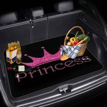 1件裝皇冠印花汽車後車廂保護墊/寵物旅行貨物襯墊/地板墊，易清潔/防水/防塵/防刮 - 閃亮王冠 - 查看 2