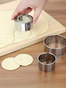 5pcs Stainless Steel Round Cookie Cutter Set, Includes Round Cookie Cutter, Donut Cookie Cutter, Fruit Slicer, Cake Mold, No Electricity Needed, Multi-Functional Baking Tools For Dumplings And Cookies - Multicolor - View 6