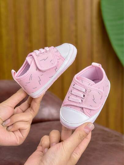 Infant Infant Girls' Soft Sole Canvas Shoes, Spring/Autumn, Comfortable Prewalker Shoes For 0-1 Year Old