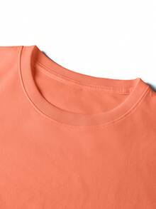 女士时尚宽松短袖T恤 | 精致设计 | 夏季必备 | 百搭易配 | 展现您的时尚风格 - 橘色 - 查看 3