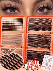 720/684pcs High Capacity DIY False Eyelashes Set, Pointed Tip And 10D-100D D-Curl Natural Lashes, Super Thick And Fluffy, Eyelash Book, Suitable For Daily Use And Beginners, Multi-Style Mixed Lash Cluster Set - Multicolor - View 16