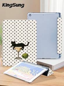 Kingsung 这款点点猫咪图案平板电脑保护套，兼容 iPad Air 8 (M4) 2026 (11 英寸)、Air 8 (M4) 2026 (13 英寸)、9.7/10.2/10.5/10.9/12.9 英寸/Pro 11（第十代）、Air 8 (M4) 2026 (11/13 英寸)，也适用于 Galaxy Tab S6 Lite 10.4 英寸。它提供软件防摔保护、智能支架/自动唤醒/睡眠功能，风格简约。 - 彩色 - 查看 4