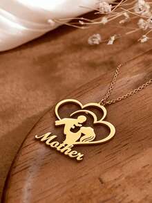 Collar personalizado con nombre, colgante de beso personalizado con nombre, regalo del Día de la Madre, collar personalizado con nombre en forma de corazón vintage de acero inoxidable, collar personalizado con nombre para mujer, joyería de verano, accesorios de playa para mujer, regalo del Día de la Madre - Multicolor - Ver 5