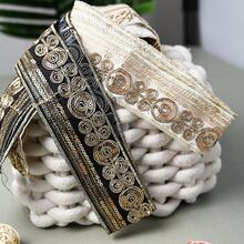 Dây ruy băng trang trí dài 1,5 yard/137cm, vải ren trang trí dùng để thêu trang trí trên trang phục thiểu số. - Trắng - Xem 4