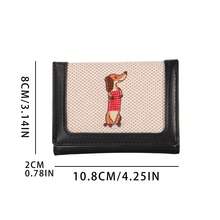 Ví gập bằng vải canvas thêu hình chú cún con, ví đựng tiền xu nhỏ gọn dễ thương dành cho học sinh, ví ngắn dung lượng lớn dành cho nữ. - màu đen - Xem 2