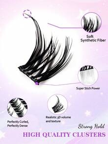 100pcs Self-Adhesive 8-12mm Mixed Length Angel Eyelashes Set, Densely Packed Angel Eyelashes Self-Adhesive DIY Eyelash Extension, Natural Curly Cluster False Eyelashes - Black - View 5
