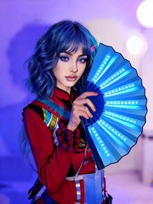 1个带LED灯的嘉年华折叠扇，大型手持扇，带彩色灯光（含电池），派对礼物，母亲节，世界杯，表演，婚礼，生日，家居装饰，夜店，荧光派对用品，日式拍扇，音乐节，嘉年华，游乐设备，圣诞节，万圣节派对，秋季装饰，角色扮演，发光 - 發光扇子 - 查看 5