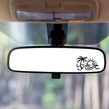 Pegatina para espejo retrovisor de coche con diseño de palmera y sol ondulado, aplicable a botellas de agua, portátiles, refrigeradores, ventanas, decoración de coche - A - Ver 5
