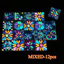 6/12 viên gạch mosaic thủy tinh hoa tối màu, kích thước 4.8*4.8cm, được phun phủ và chế tác thủ công, thích hợp cho các dự án thủ công mỹ nghệ, DIY, trang trí phòng khách, nhà bếp, phòng tắm, nhà cửa, trang trí tường và sàn nhà sáng tạo, vật liệu thủ công DIY. - AYZH - Xem 9