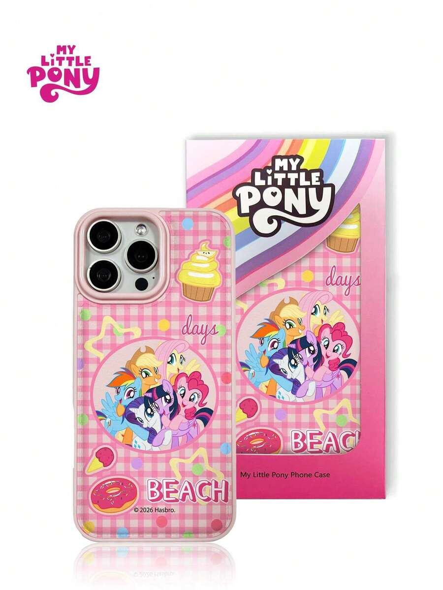 MY LITTLE PONY 我的小马驹官方授权可爱粉色加厚仿皮手机壳，卡通图案，适用于 17 Pro Max、17 Pro、17 Air、16 Pro Max、14、15 Pro、16 Plus、13、12、11，防震保护软壳，春季礼物 - 粉色 - 查看 1