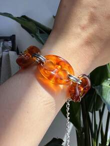 1件优雅休闲简约几何琥珀树脂手链，独特时尚，适合日常、通勤、节日派对佩戴 - 彩色 - 查看 2