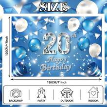 Globos de decoración de fondo para cumpleaños 24, globos de vidrio, confeti, decoración temática para hombres o mujeres, vítores a 24 años, suministros de fiesta, color azul y plateado - 20 - Ver 3