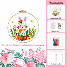 Kit de punto de cruz de 11CT DIY hecho a mano, incluye hilos, agujas, gráfico de patrón - Vaca, pingüino, perezoso, decoración de estilo campestre floral para sala de estar/dormitorio, set de principiante - Multicolor - Ver 19