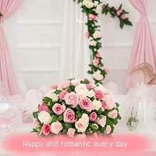 2 piezas de enredaderas artificiales de peonías, 90 flores, decoración del hogar de primavera, adecuado para boda, dormitorio, pared, arco de jardín, DIY, sin contenedor sin energía, plantas colgantes de plástico, perfecto para el Día de San Valentín, Pascua, Acción de Gracias, Día de la Madre - Rosa - Ver 2