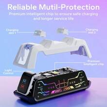 Dock Pengisian Ganda Pengontrol P5, Stasiun Pengisian Daya Efek Pencahayaan RGB Kompatibel dengan Pengontrol DualSense/Edge, Pengisian Cepat 2 Jam Penuh, Indikator Status LED, Pasang dan Isi Daya, Chip Perlindungan Cerdas Terhadap Pengisian Berlebih, Panas Berlebih, Korsleting, Lampu Suasana Desktop Gaming, Aksesori E-Sports, Dudukan Pengisian Daya dengan Kinerja Biaya Tinggi - MultiWarna - View 9