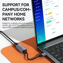 VegGieg USB 轉千兆乙太網路轉接器 1000Mbps RJ45 區域網路卡 鋁合金 適用於筆記型電腦 PC 桌上型電腦電視盒 即插即用 - 查看 9