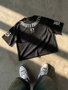 Men'S Casual Round-Neck T-Shirt With Letter Print For Spring And Summer In New York - Black - View 2