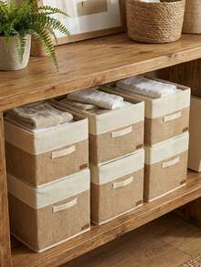 Jute Fabric Bathroom Organizer Basket Decorative Multipurpose Organizer Box - Flat Basket - View 9