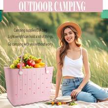 Rubber Beach Tote Bag, Large Waterproof Beach Bag Pool Boat, Sports, Outdoor Washable Travel Tote Bag - trắng - Xem 5