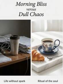 DearDali 1 chiếc cốc cà phê gốm/chịu nhiệt kiểu cổ điển 350ml, đế màu trắng sữa nghệ thuật kết hợp với họa tiết cây cọ và bướm màu xanh đen, kiểu dáng cốc cổ điển với tay cầm hình trái tim độc đáo, thích hợp cho đồ uống nóng, sử dụng tại nhà, làm quà tặng, quà ngày lễ hoặc quà tựu trường. - Nhiều màu - Xem 6