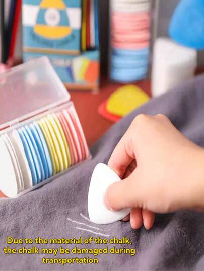 Erasable Chalk Marker Pen With Durable Plastic Box-Multi-Color Sewing, Embroidery, Makeup Marking And Fabric Tools-Easy-To-Erase Design, Portable Embroidery Accessories | Ergonomic Chalk Easy-To-Erase Function, Tailor Accessories, Tailor Tools, Random Colors