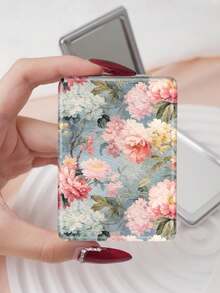 1PC Pastoral British Style Floral Series Makeup Mirror, Foldable, Lightweight, Ultra-Thin, Convenient, Durable PU Leather, Suitable For Various Occasions, Travel, Parties, Work, School, Suitable For All Ages, Universal - Multicolor - View 7