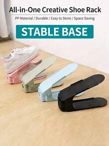 5pcs/Set 1pc Adjustable Shoe Rack, Double-Layer Integrated Shoe Organizer, Plastic Shoe Storage Rack, Space-Saving Shoe Cabinet Storage, Home Organization - Multicolor - View 6