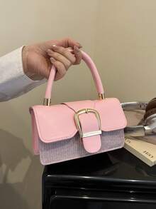 2026新款小众设计女士斜挎包，复古时尚手提包，别致单肩包，百搭小方包 - 粉色 - 查看 7