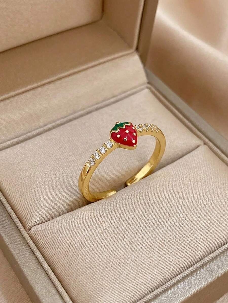 郁金香花蕾和仿珍珠镀层戒指，可调节，适合青少年甜美时尚，粉色水晶派对饰品，节日圣诞节生日礼物，送给朋友