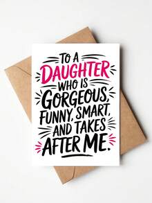 1pc Humorous Greeting Card For Daughter | Special Occasion Birthday Gift From Parents, Cartoon Design, Witty Girl - Multicolor - View 2