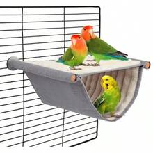 Nido de pájaro de estilo hamaca cálido de invierno, accesorio de jaula de loro de casa de pájaro de felpa suave - C-amarillo - Ver 7