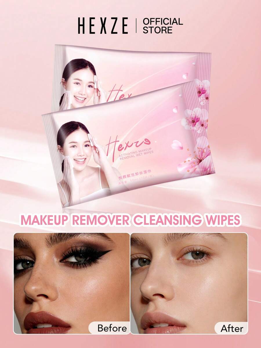 Khăn ướt tẩy trang toàn mặt chiết xuất lá ô liu HEXZE, không gây kích ứng và không làm cay mắt, tiện lợi khi đi du lịch, 2 gói, 20 khăn. - 10 khăn ướt / 2 gói - Xem 1