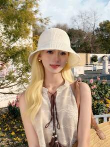 1 Pc Women's Summer Bucket Hat, Knitted Hollow Out Bucket Hat Sun-Shading UV Protection, Suitable For Summer Outdoor - MZ1572 - View 21