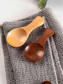 1/2pcs Wooden Short Handle Spoon Set, Suitable For Dessert, Ice Cream, Coffee, Tea, Milk Powder And Mini Jam - Multicolor - View 5
