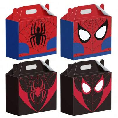 Marvel 12件装蜘蛛侠主题卡通节日生日派对用品糖果包装盒、喇叭盒、礼品盒