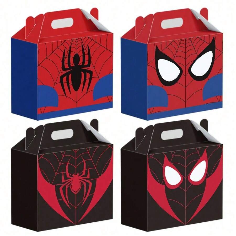 Marvel 12件装蜘蛛侠主题卡通节日生日派对用品糖果包装盒、喇叭盒、礼品盒 - 彩色 - 查看 1