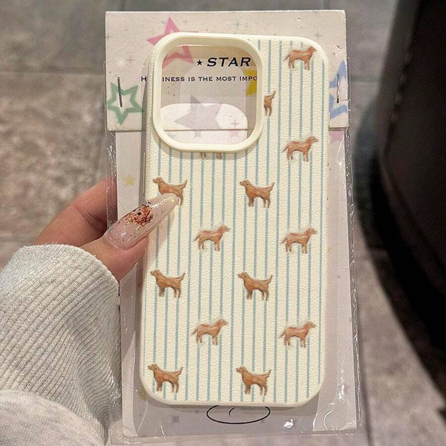 1 chiếc ốp lưng điện thoại bằng chất liệu TPU, họa tiết sọc xanh hình chó săn Golden Retriever và ngôi sao, tương thích với iPhone 17 Pro Max/17/16 Pro Max/15/13/12/11, S20 FE/A15/S24/A55, Note 11/Note 12/Note 13 Pro, ốp lưng mềm bảo vệ toàn diện chống rơi vỡ. - trắng - Xem 1