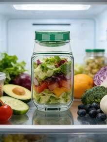 1pc Salad Container Dishwasher & Fridge , With Side Opening & Leak-Proof Lid. This Sealed Container Comes With Condiment Jar, Stackable Design, Ideal For Meal Prep, Lunch, Dinner & Office Use, No Spoon Included - View 9