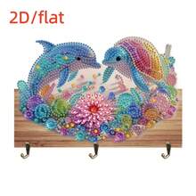 Bộ tranh đính kim cương 2D/phẳng gồm 1 chiếc, kèm móc treo, họa tiết chim, chuồn chuồn, bướm, cá heo, chất liệu gỗ với các viên đá pha lê tròn không đều, dùng để treo tường làm giá treo áo khoác, giá treo khăn, giá treo mũ, giá treo chìa khóa. - Xem 14