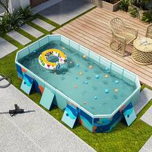 Inflatable Outdoor Swimming Pool, No Inflation Required, With Cute Animal & Dinosaur Patterns - Easy To Assemble Swimming Bucket With Stable Legs, Suitable For Backyard Cooling In Summer, Provides Small Space Usage (No Accessories) - B - View 6