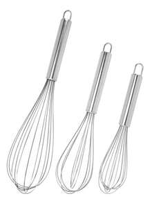 Set 3 buah Pengocok Tangan Stainless Steel, 8 inci + 10 inci + 12 inci, Alat Pembuat Kue Minimalis Modern, Pengocok Telur, Pengaduk Krim, Pembuih Susu - Grey - View 15