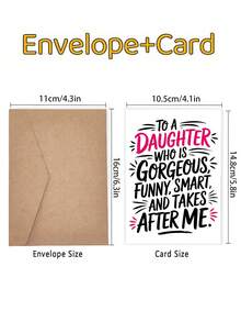 1pc Humorous Greeting Card For Daughter | Special Occasion Birthday Gift From Parents, Cartoon Design, Witty Girl - Multicolor - View 4