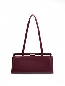Bolso de mano con clip de estilo retro - Burdeos - Ver 6